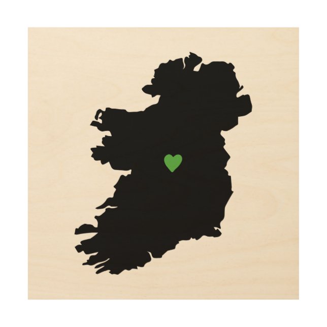 Irish Pride Heart Map of Ireland Wood Wall Decor (Front)