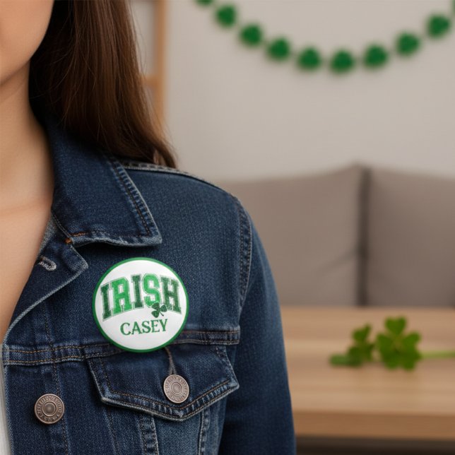 Irish Pride Retro St Patrick's Day Custom Name Button (Irish Pride Retro St Patrick's Day Custom Name)