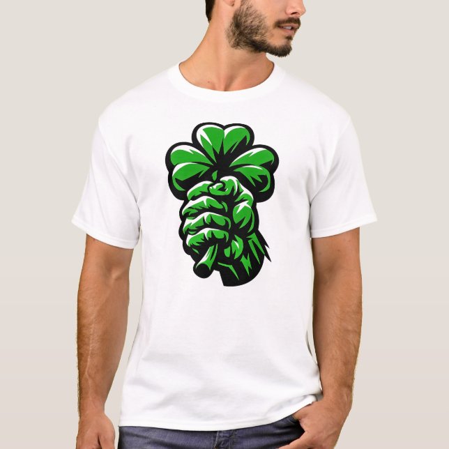 Irish Pride Shamrock Fist St Patricks Tshirt (Front)