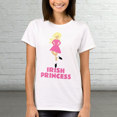 Irish Princess Blond Irish Dancer with Pink Dress T_Shirt