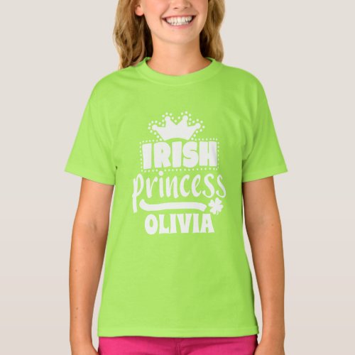 Irish Princess Crown Personalized Name T_Shirt