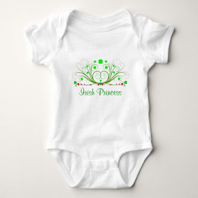 Irish Princess Fancy Shamrocks Infant T-shirt Baby Bodysuit (Front)