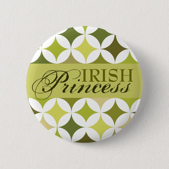 Irish Princess Green Diamonds & Circles Pinback Button (Front)