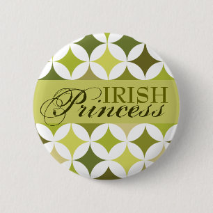 Irish Princess Green Diamonds & Circles Pinback Button