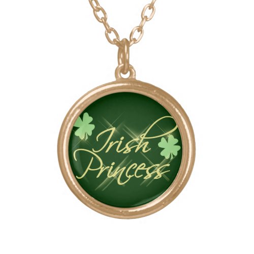 Irish Princess Green Shamrock Pendant Necklace