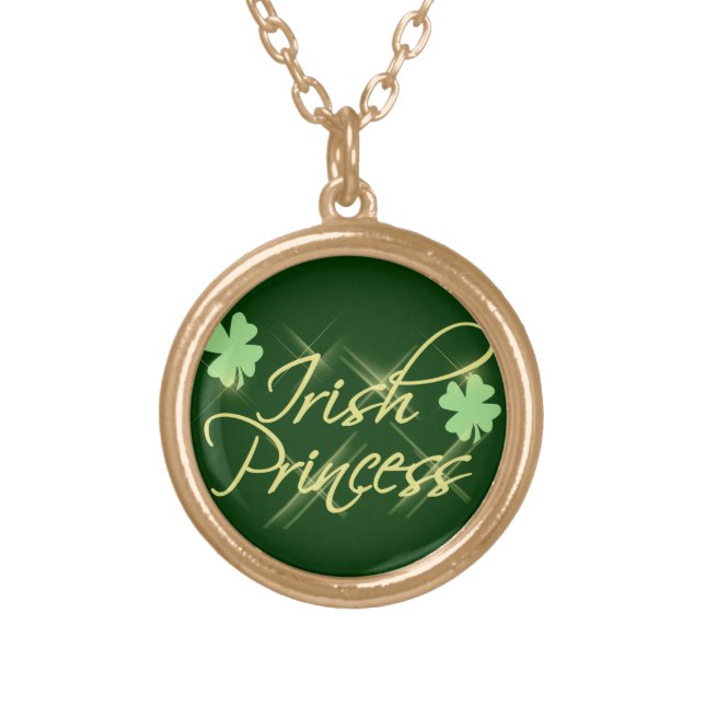 Irish Princess Green Shamrock Pendant Necklace (Front)