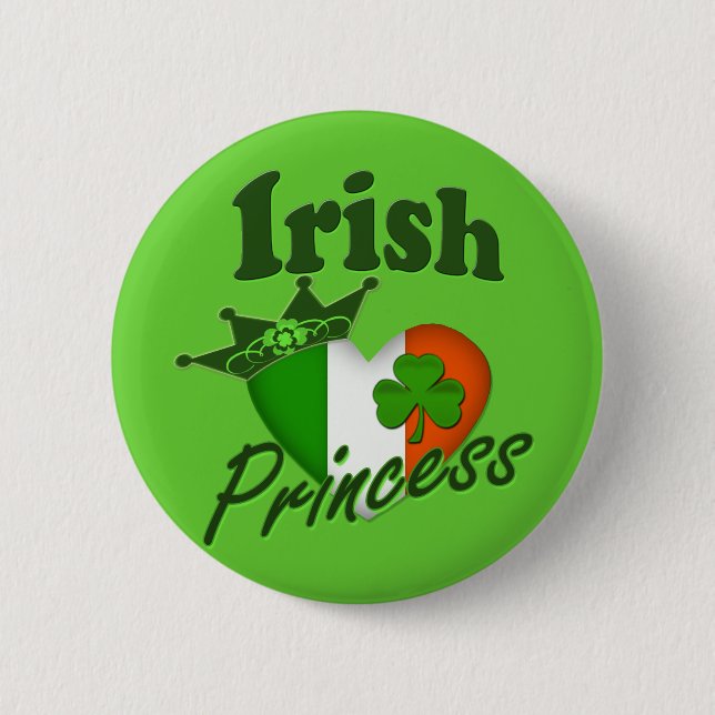 Irish Princess Heritage Heart Pinback Button (Front)