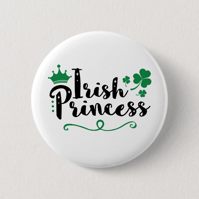 Irish Princess Women St Patrick's Day Script Button (Front)