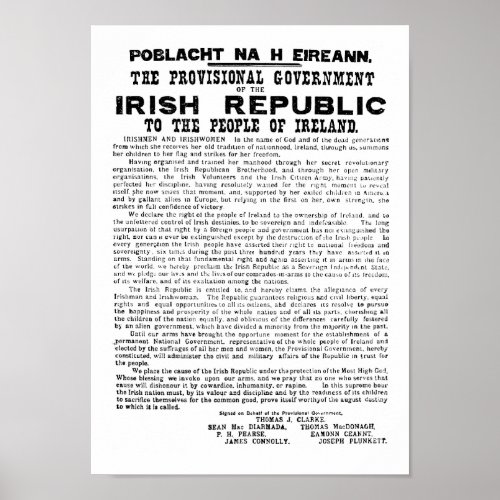 Irish Proclamation of 1916 Poster