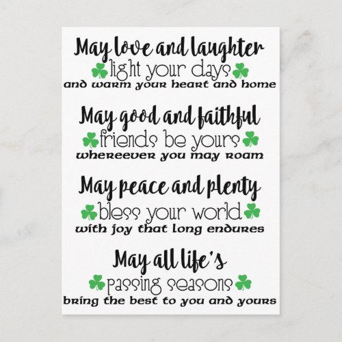 Irish Proverb Blessing Postcard