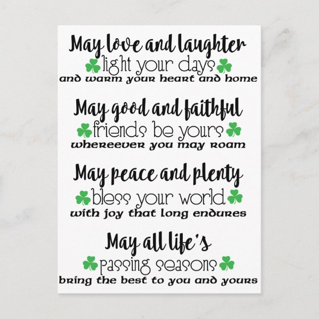 Irish Proverb Blessing Postcard (Front)
