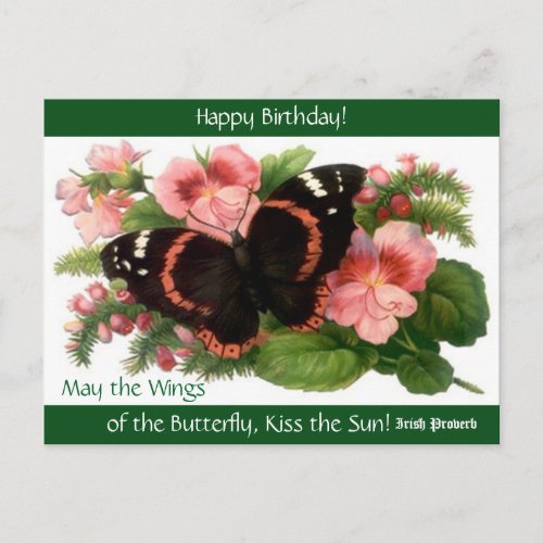 Irish Proverb Happy Birthday Butterfly PC Postcard