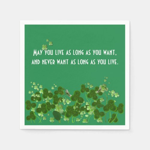 Irish Proverb On Green With Shamrocks Napkins