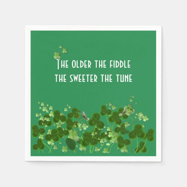 Irish Proverb On Green With Shamrocks Napkins (Front)