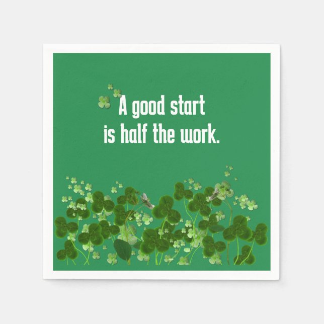Irish Proverb On Green With Shamrocks Napkins (Front)
