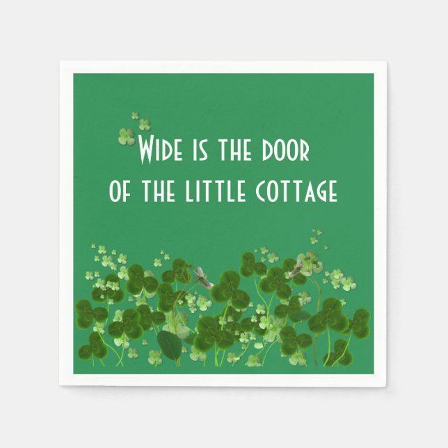 Irish Proverb On Green With Shamrocks Napkins (Front)