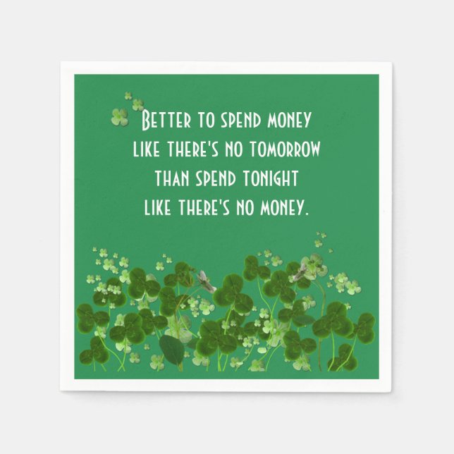 Irish Proverb On Green With Shamrocks Napkins (Front)