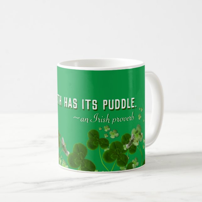 Irish proverb with lucky shamrocks coffee mug (Front Right)