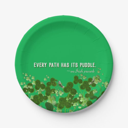 Irish proverb with lucky shamrocks paper plates