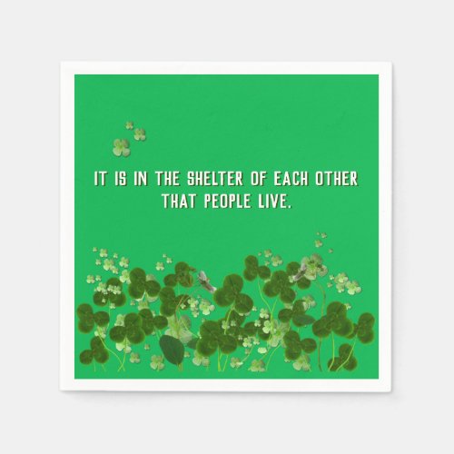 Irish proverb with shamrocks napkins