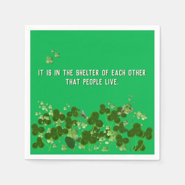 Irish proverb with shamrocks napkins (Front)