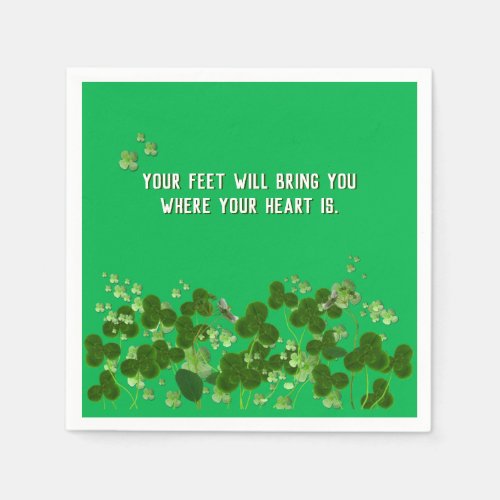 Irish proverb with shamrocks napkins