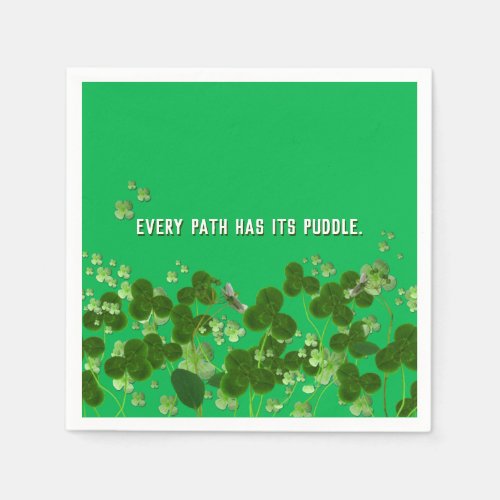 Irish proverb with shamrocks napkins