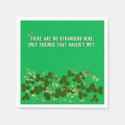 Irish proverb with shamrocks napkins