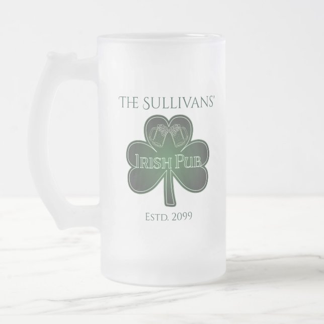 Irish Pub Bar Frosted Glass Beer Mug (Left)