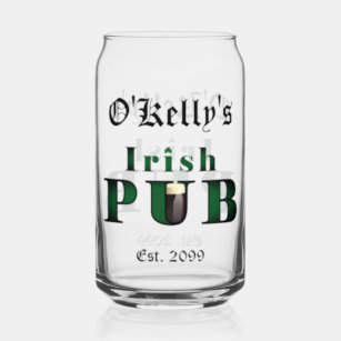 Irish Pub Bar Pint Beer Soda Can Glass Drinkware