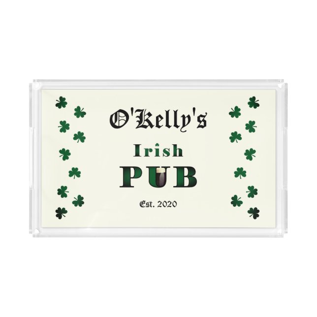 Irish Pub Bar Tavern Acrylic Serving Tray (Front)
