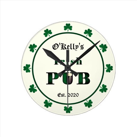 Irish Pub Bar Tavern Acrylic Wall Clock