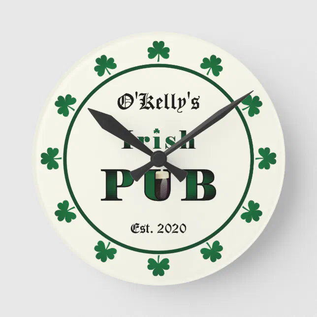 Irish Pub Bar Tavern Acrylic Wall Clock Zazzle