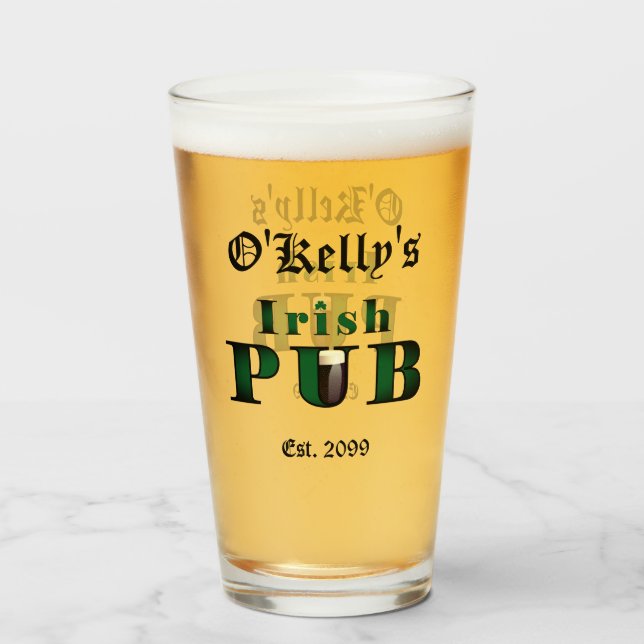 Irish Pub Bar Tavern Beer Pint Glasses (Front Filled)