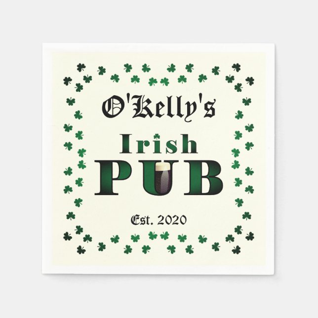 Irish Pub Bar Tavern Cocktail Drink Napkin (Front)