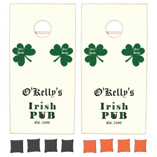 Irish Pub Bar Tavern Cornhole Bag Toss Set