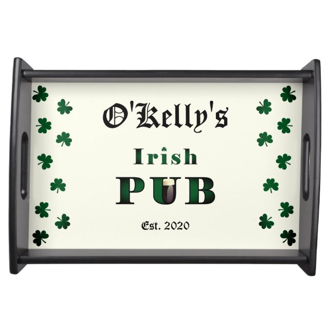 Irish Pub Bar Tavern Wood Serving Tray (Front)