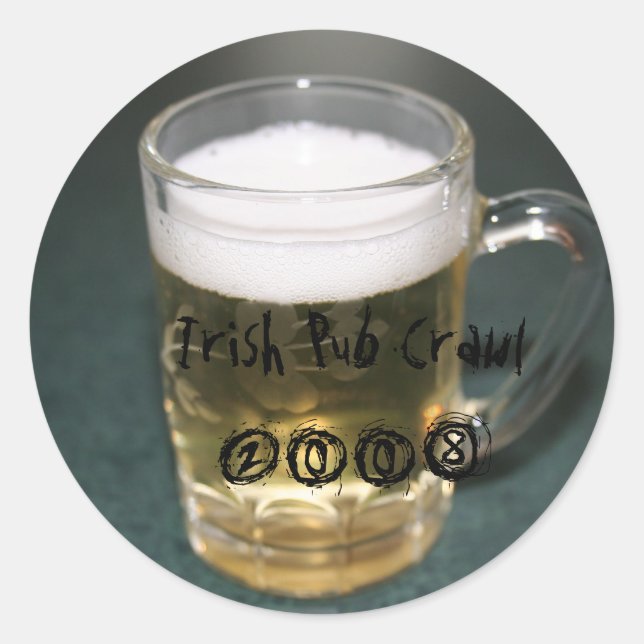 Irish Pub Crawl 2008 - Customized Classic Round Sticker (Front)