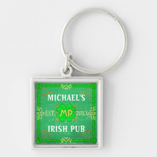 Irish Pub Create Your Own Personalized Green Keychain