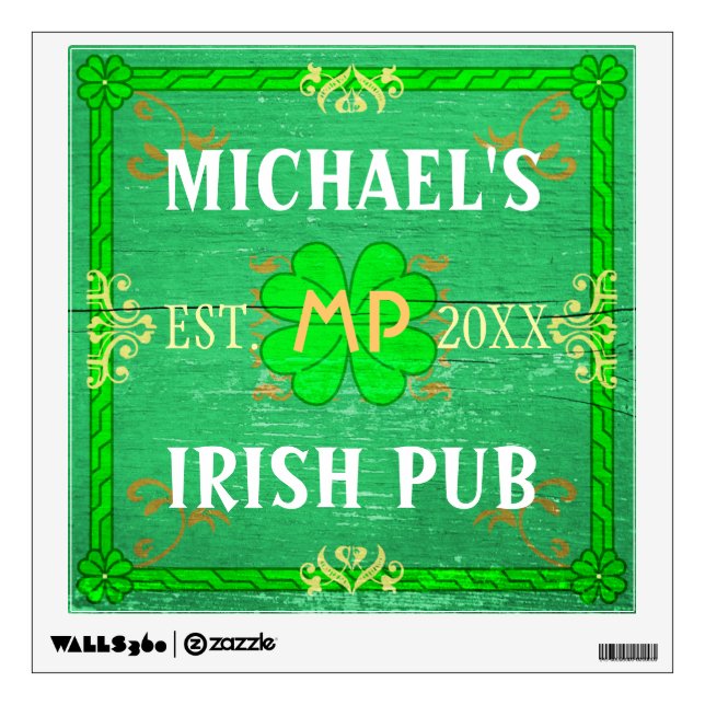 Irish Pub Create Your Own Personalized Home Bar Wall Decal (Front)
