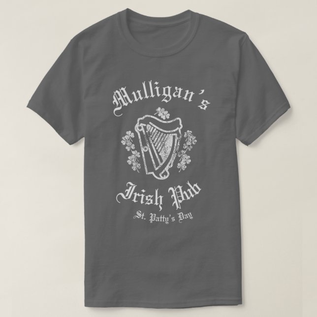Irish Pub  Mulligans Irish Drinking Bar  T-Shirt (Design Front)