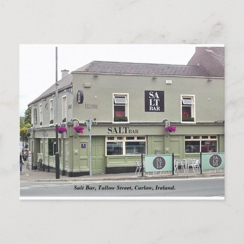 Irish  Pub Salt Bar Tullow St Carlow Ireland Holiday Postcard