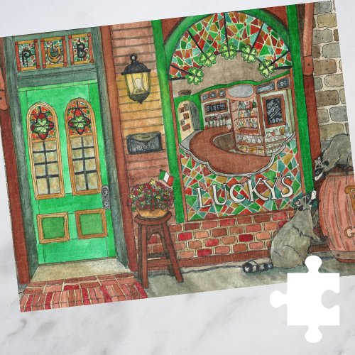 Irish Pub Watercolor Jigsaw Puzzle