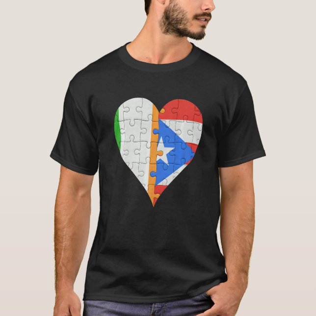Irish Puerto Rican Flag Heart T-Shirt (Front)