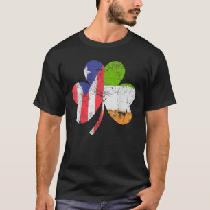 Irish Puerto Rican Flag Ireland Shamrock St Patric T-Shirt