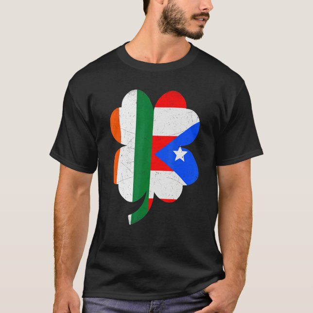 Irish Puerto Rican Flag Shamrock St Patricks Day P T-Shirt (Front)