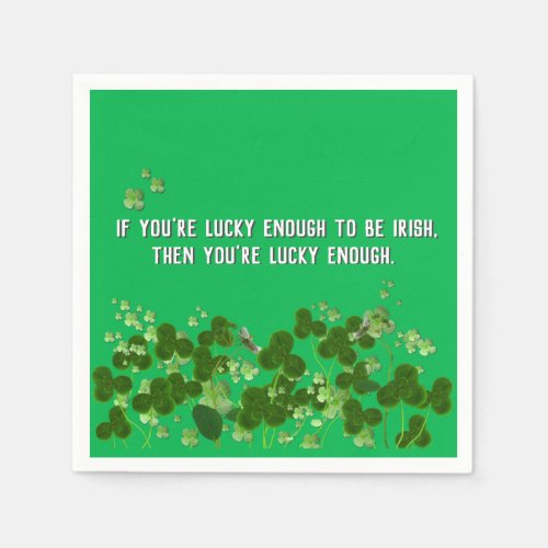 Irish quote with shamrocks napkins