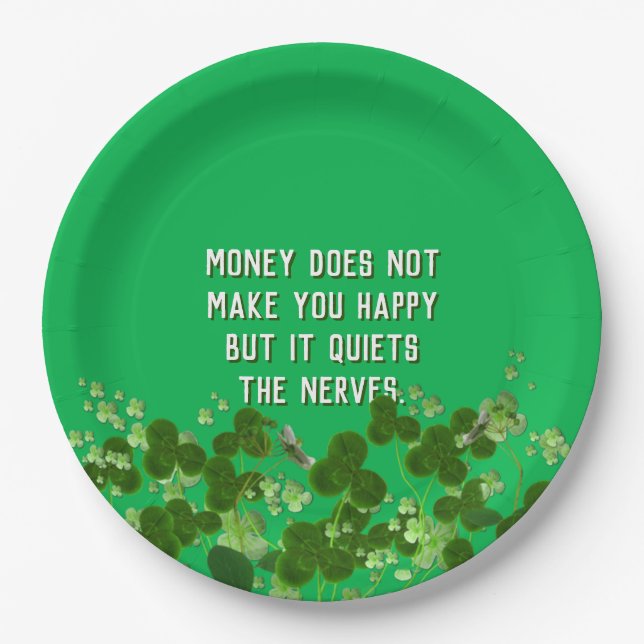 Irish quote with shamrocks paper plates (Front)