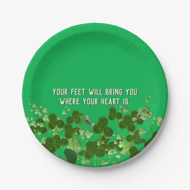 Irish quote with shamrocks paper plates (Front)