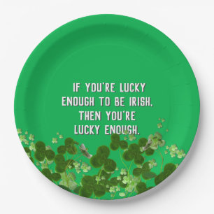 Irish quote with shamrocks paper plates